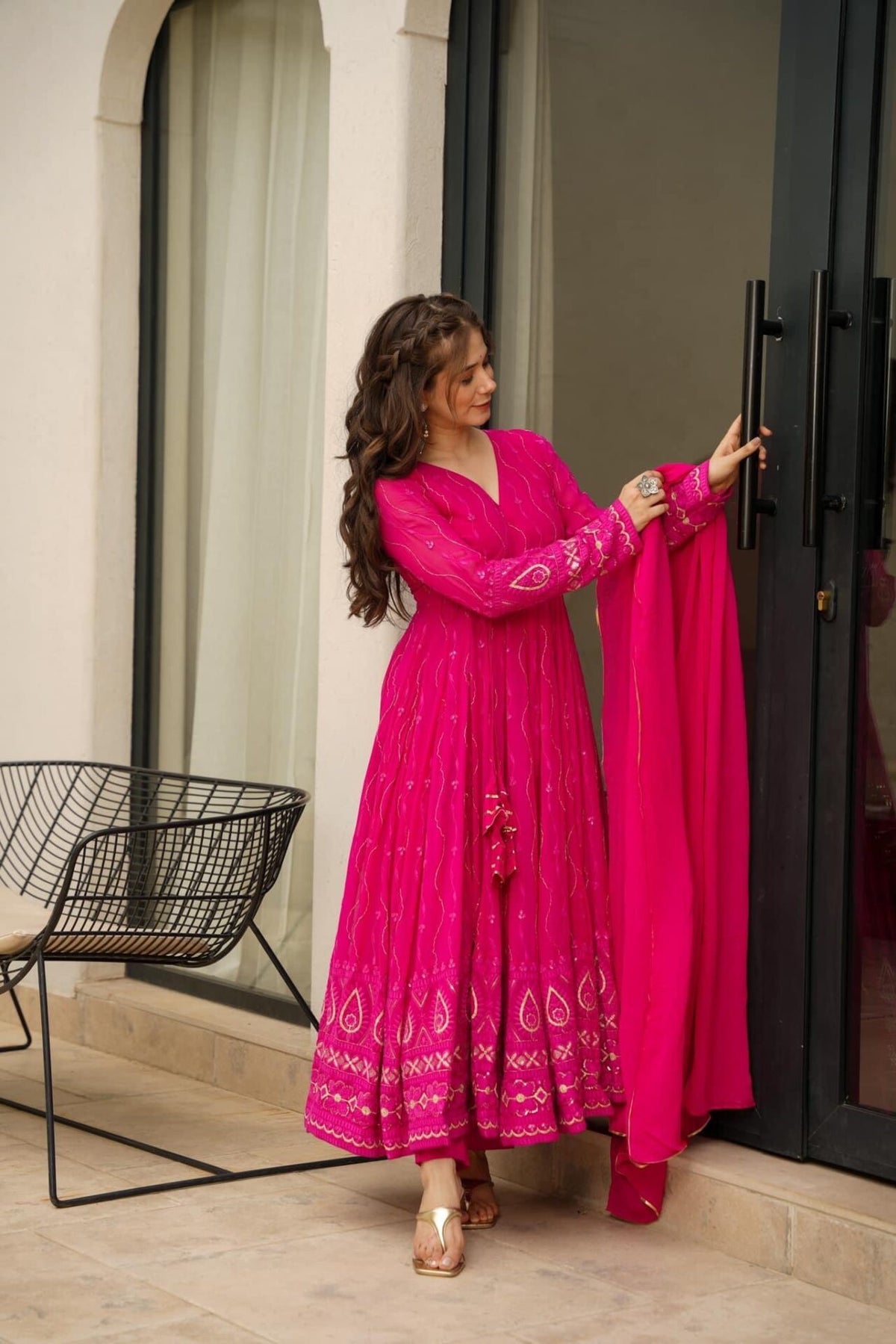 RUKMANI PINK EMBROIDERED GEORGETTE SUIT SET