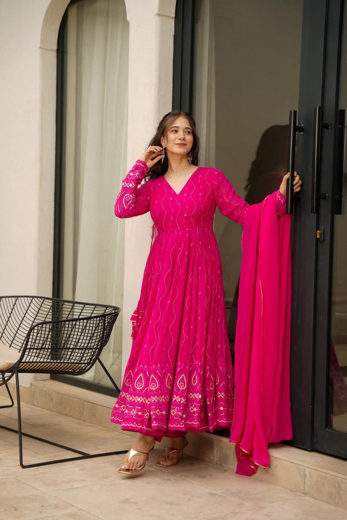 RUKMANI PINK EMBROIDERED GEORGETTE SUIT SET