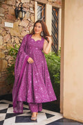 DHARA BANDHANI SLEEVELESS COTTON ANARKALI SET