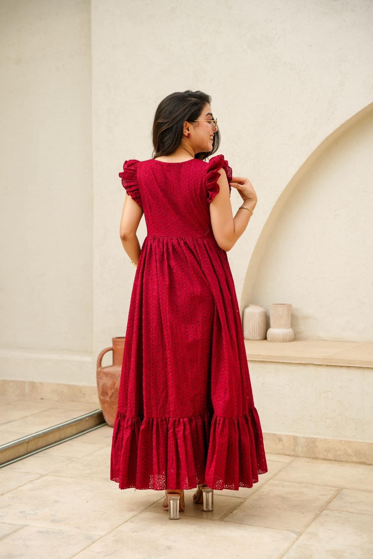 RADIANT MAROON COTTON DRESS Radheys RADIANT MAROON COTTON DRESS Radheys