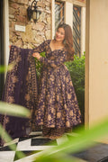 AFSARA PURPLE COTTON ANARKALI SUIT SET