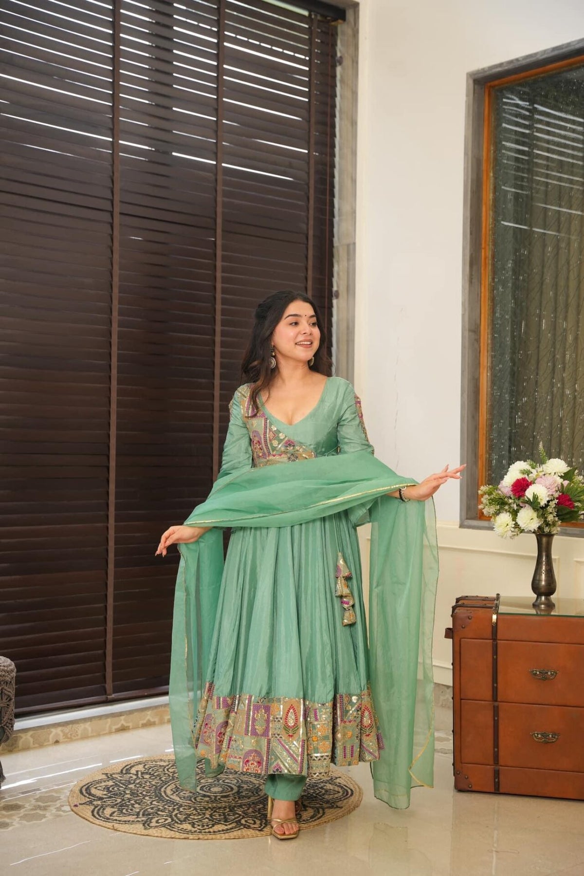 Janitha green suit set