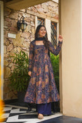 NEELIKA BLUE RAYON ANARKALI SUIT SET
