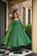 HARITAARA BANDHANI COTTON ANARKALI SET