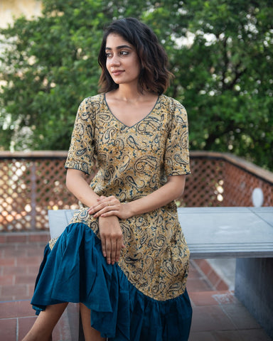 Kamala - Yellow Kalamkari Dress