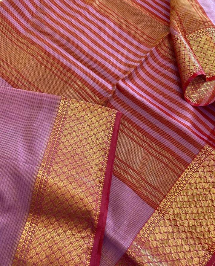 Aanya Red Silk Cotton Maheshwari Saree