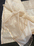 Sanya Cream and Gold Silk Stripe Saree