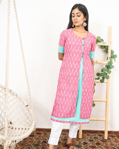 Ranjani – A Pastel Pink & Blue Ikat Kurti