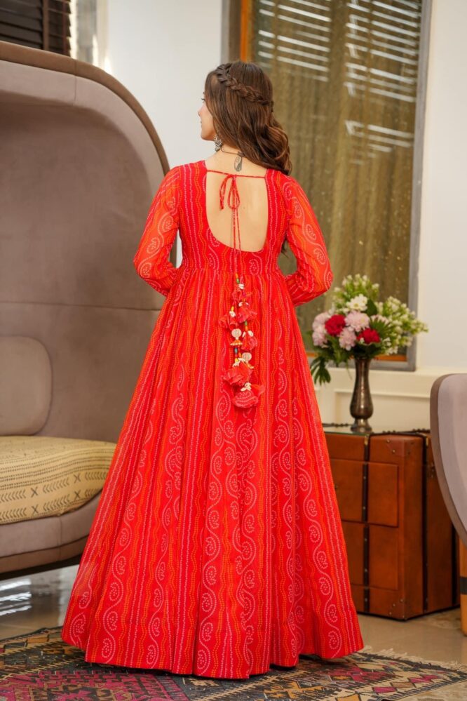 FARHEEN RED AND PINK GEORGETTE MAXI SET