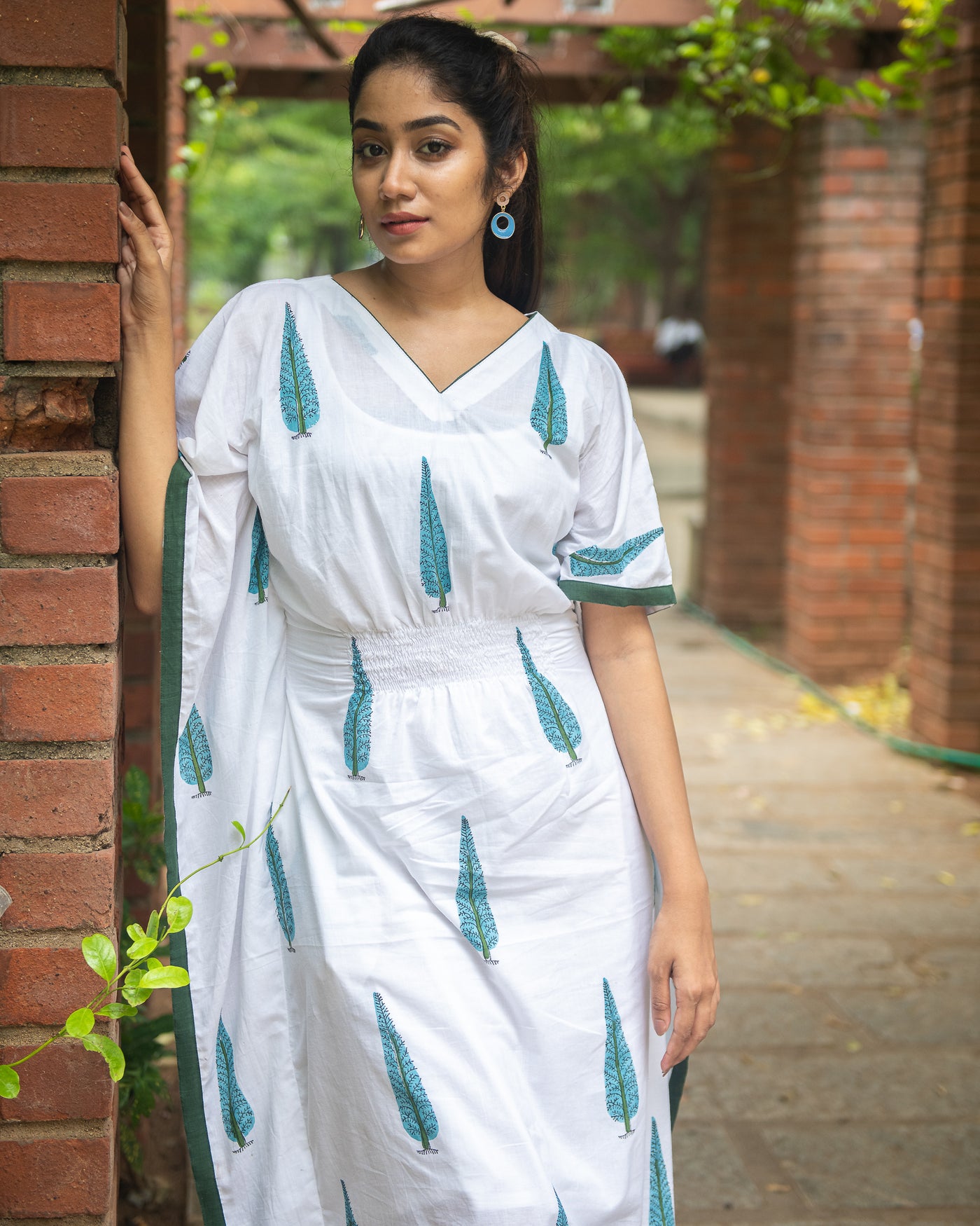 ADITYA IMPEX Jaipur Women's Stitched POM POM Casual Cotton Long Maxi Dress  - (Multicolor, Free Size.) (Free Size, Design-6) : Amazon.in: Fashion