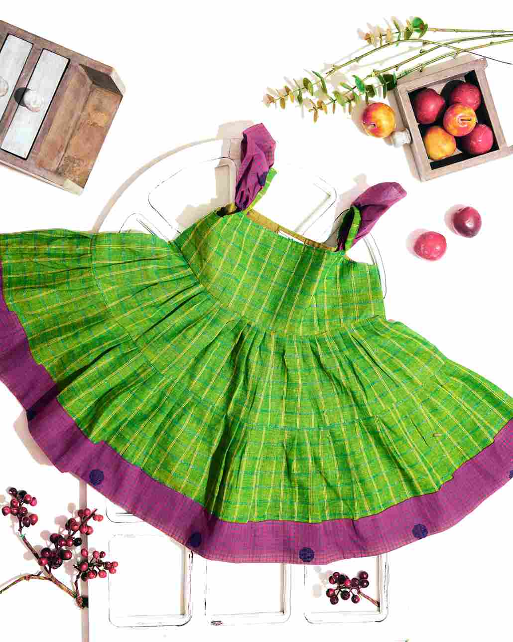 Green Zari Cotton Dress