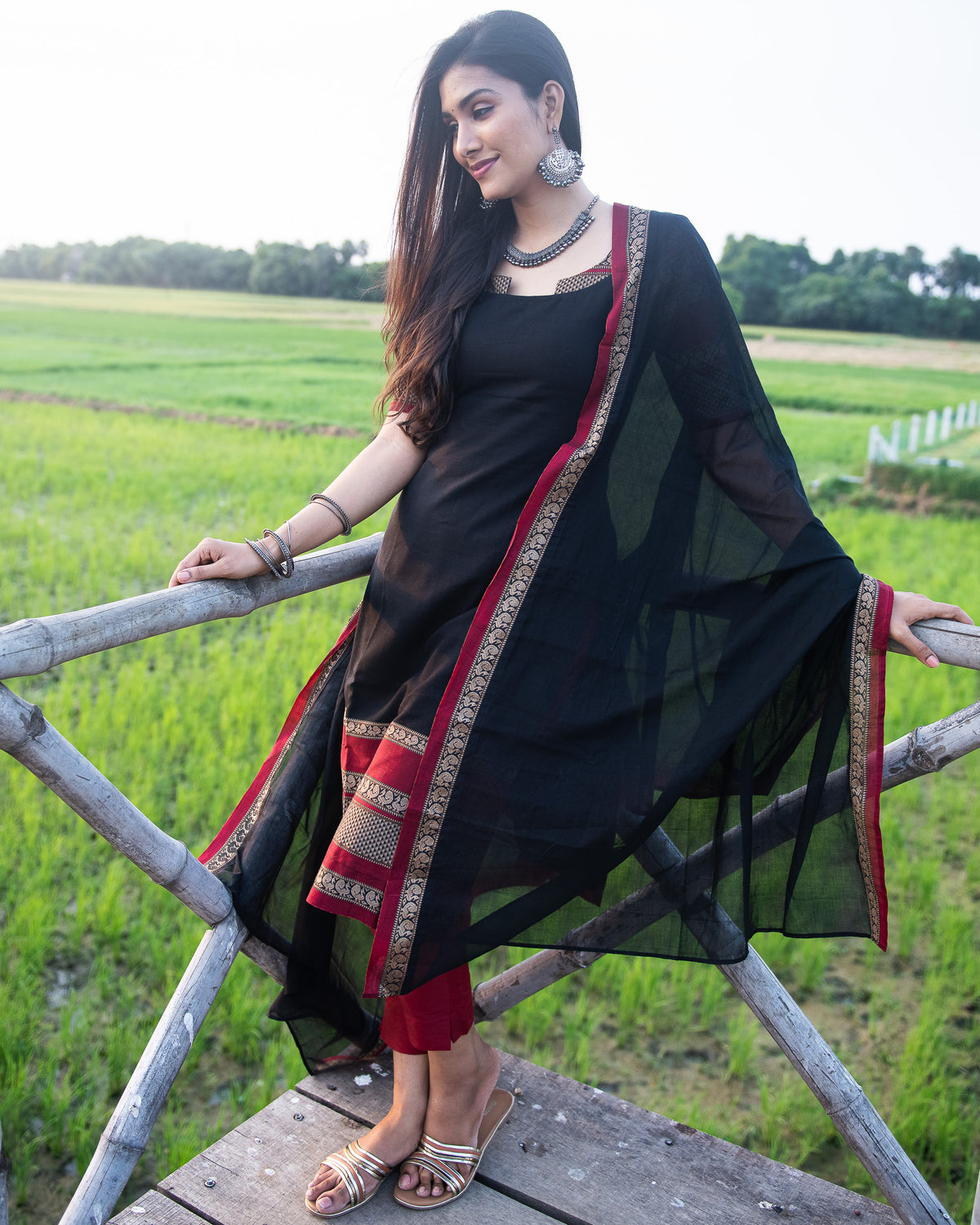 Surabhi Handwoven Cotton Black Co-ord Set