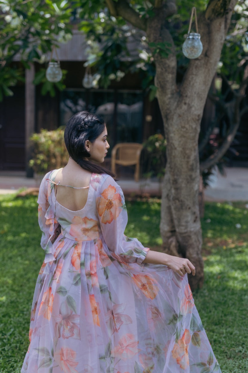 Aarika - Floral Organza Maxi dress