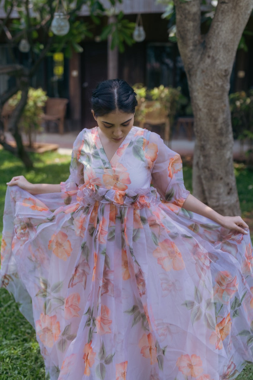 Aarika - Floral Organza Maxi dress