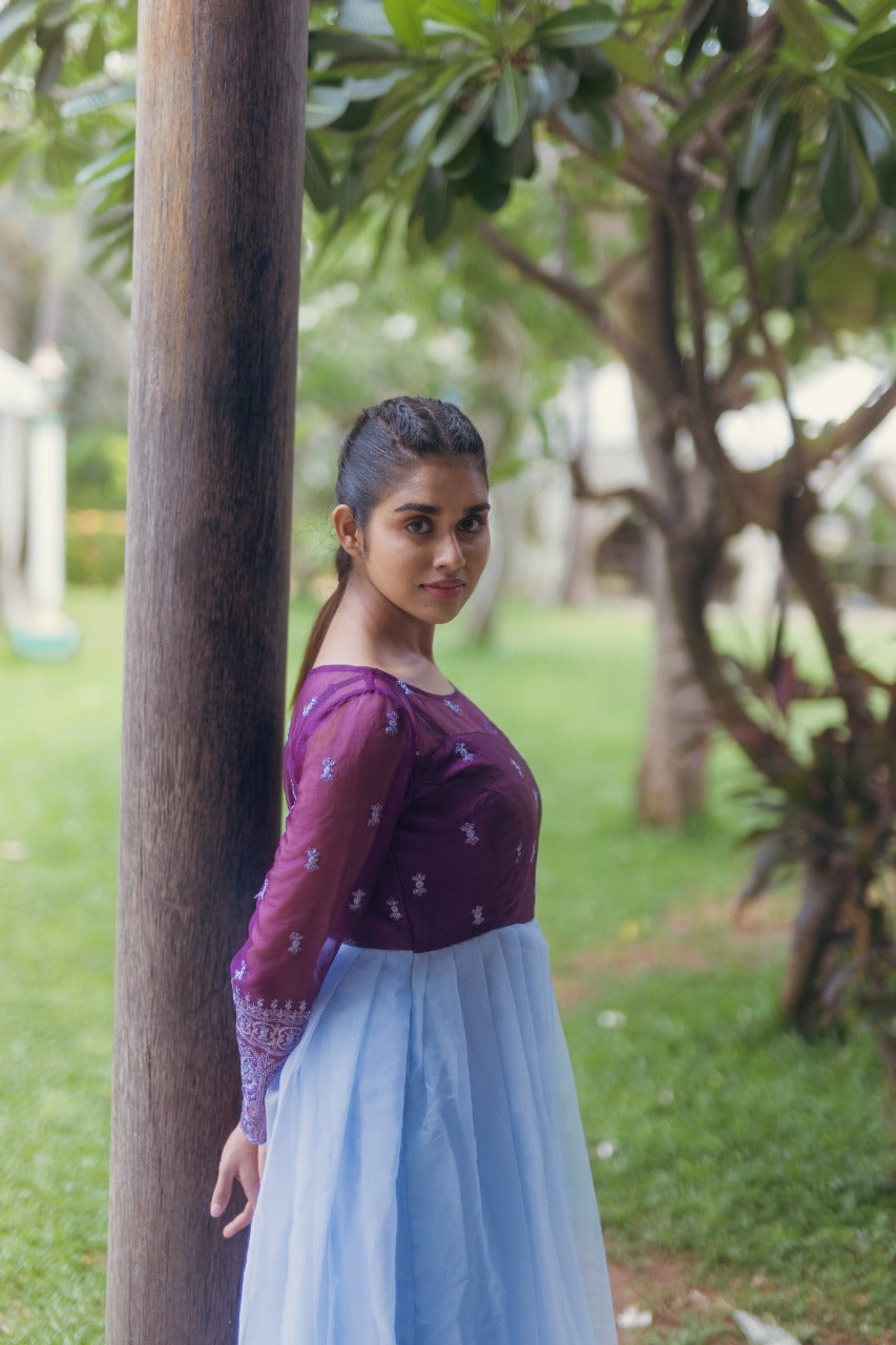 Chaitra - Purple organza Maxi dress
