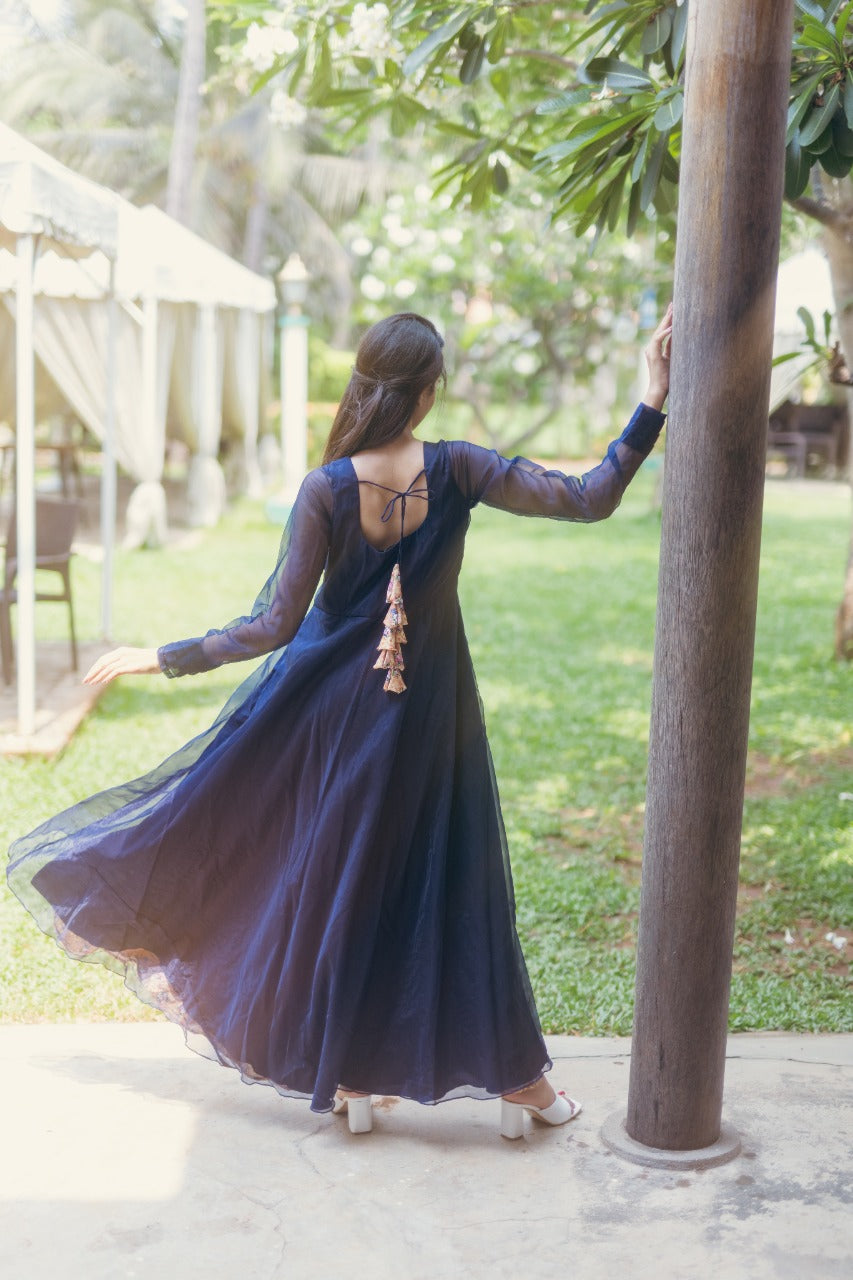 Awadhi - Navy Blue High-Low Dress
