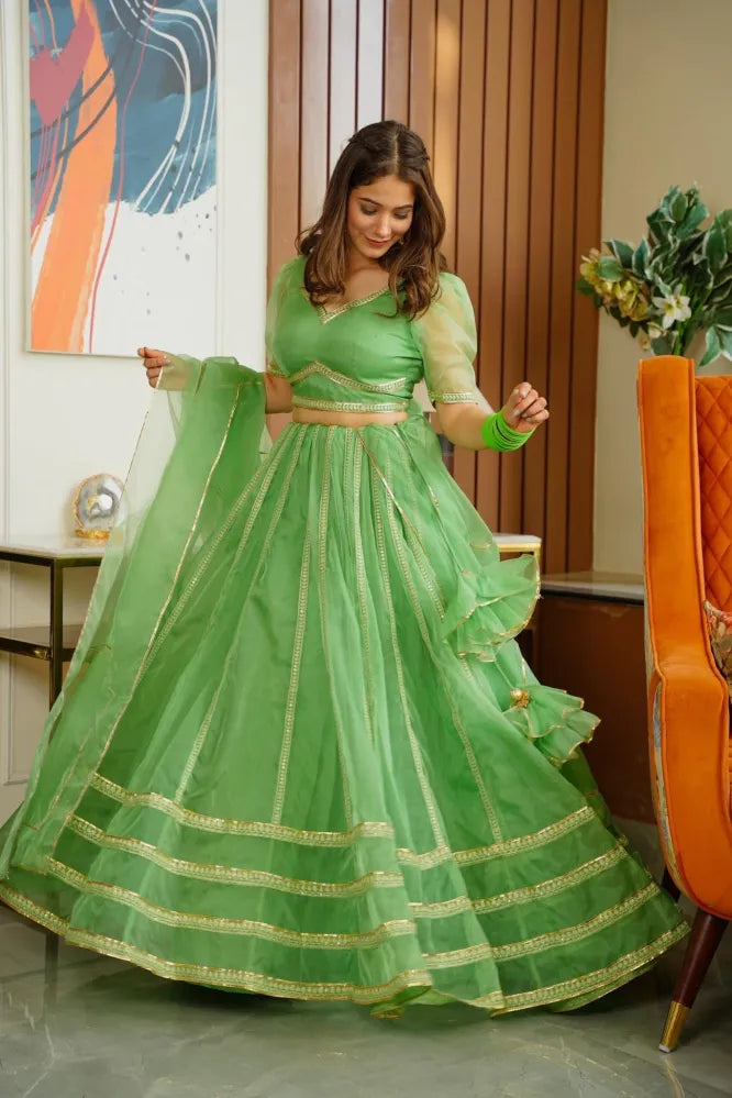 Buy Parrot Green Designer Wedding Wear Georgette Lehenga Choli | Wedding Lehenga  Choli